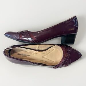 Cloudwalkers By Avenue Olivia Patent Cushioned Low Heel Pumps Burgundy Size 9W